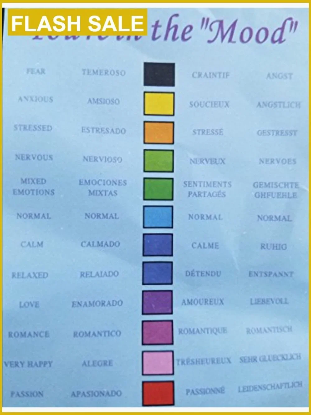 Adjustable Mood Ring with Color Chart - Kids & Adults
